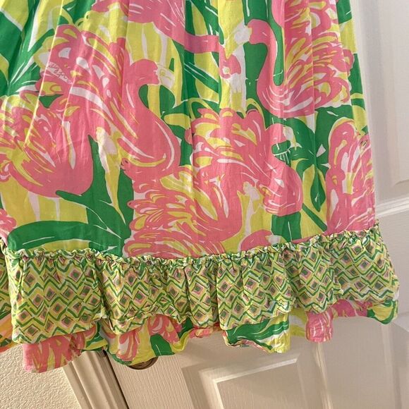 Lilly Pulitzer for Target Flamingo Fan Dance Maxi Dress Smocked Girls Size 4T - Picture 7 of 15